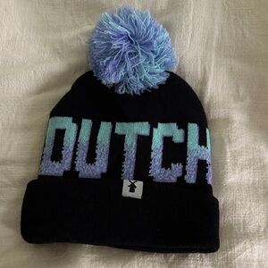 Dutch Bros Black Beanie with Blue Pom-Pom